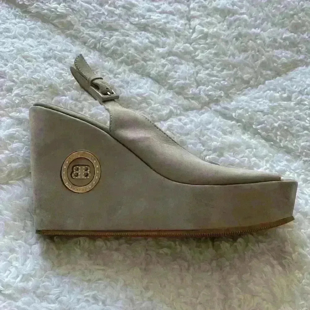 Baldinini Nude Leather Platform Shoe, high platform shoes size 38 EUR.